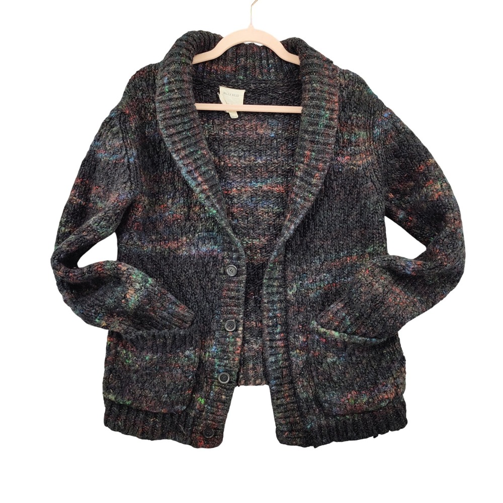 Billy Reid Mens Grandpa Earthy Wool Cardigan Sweater S Multi Space Dye Shawl